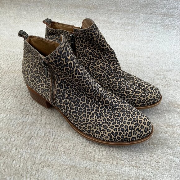 Lucky Brand Basel Animal Print Chunky Heel Ankle Boots Booties Shoes 9.5 - Picture 4 of 11